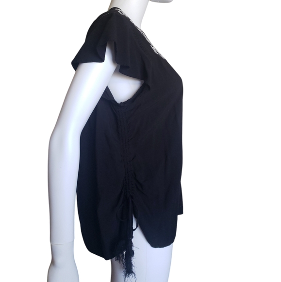 Time and Tru Black Top with White Embroidery Women's Size XL - Picture 7 of 14